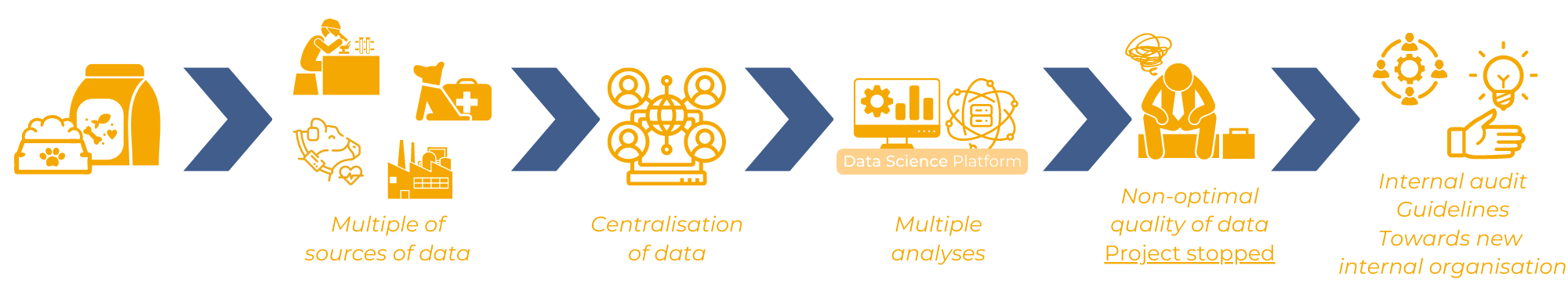 Animal-feed company collecting data for many years in the framework of the development of new products
